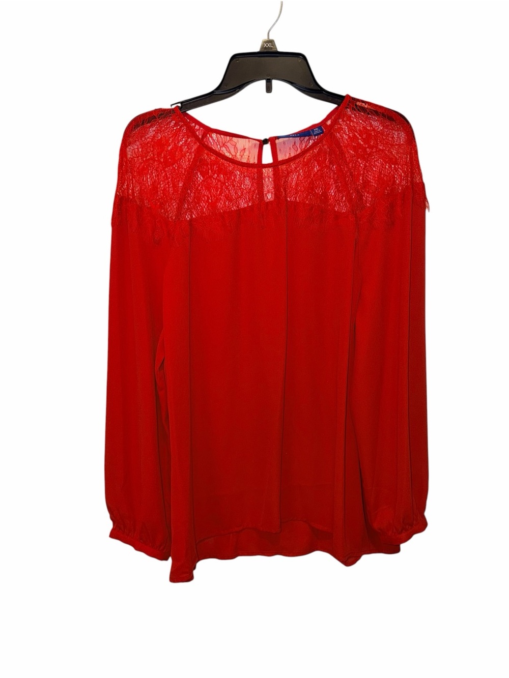 Apt. 9 Red Lace Yoke Long-Sleeve Blouse